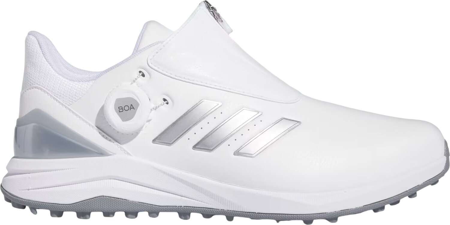 Golfskor för herrar Adidas Solarmotion BOA 24 Spikeless Mens Golf Shoes White/Silver Metallic/Blue Burst 42 2/3