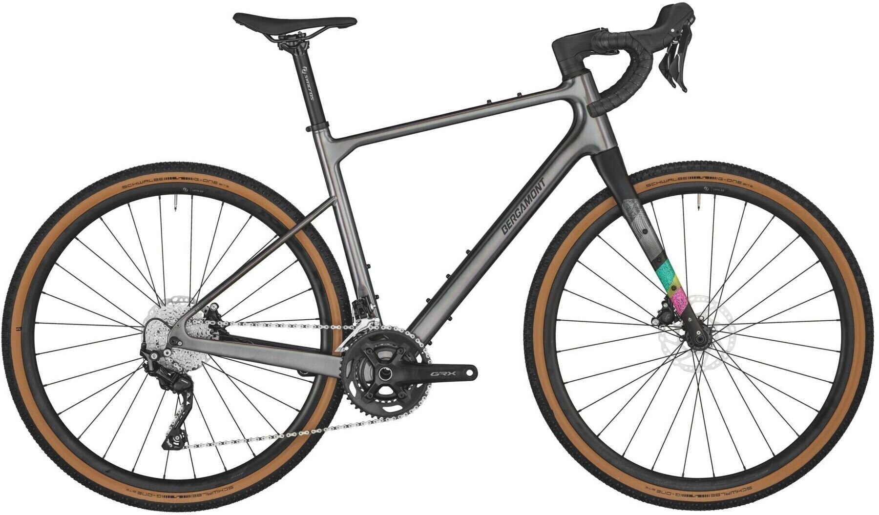 Gravel / Cyclocross Bike Bergamont Grandurance Expert Shimano GRX RD-RX400 2x10 Shiny Rainbow Silver 50 Shimano 2024
