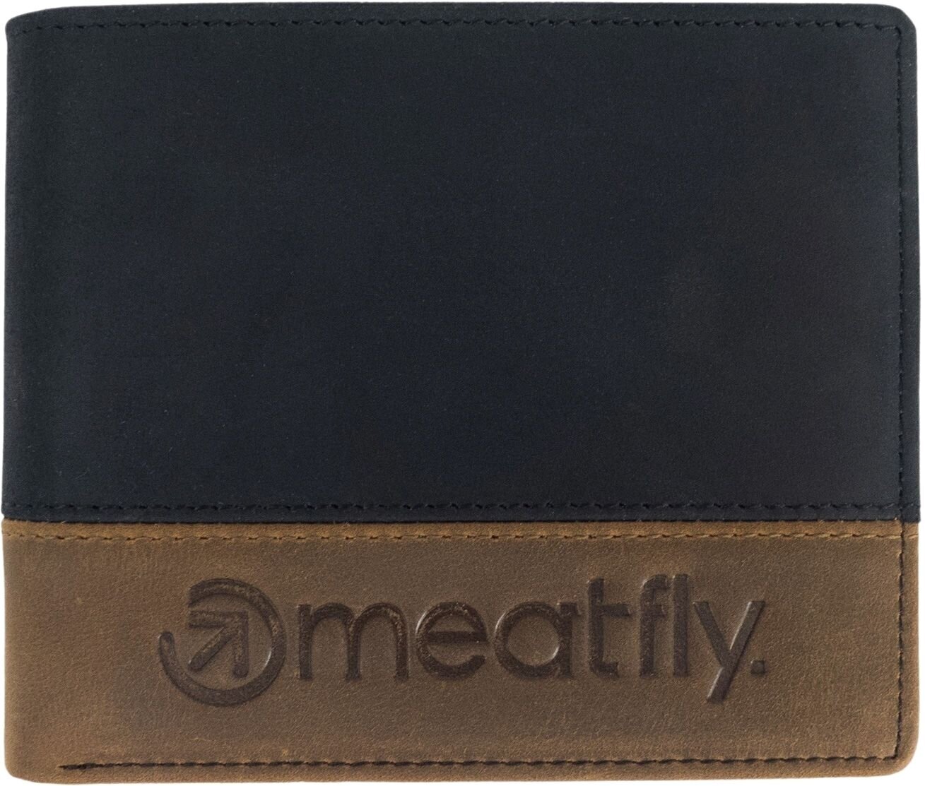 Portemonnee, crossbodytas Meatfly Eddie Premium Leather Wallet Black/Oak Portemonnee
