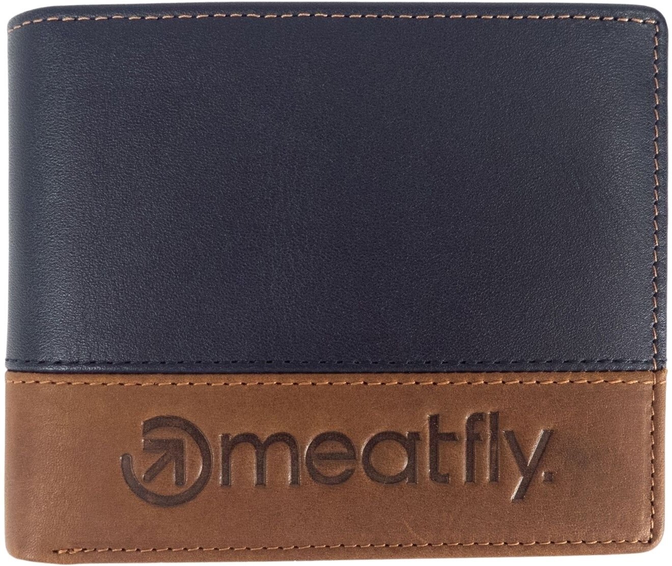 Denarnico, naramna torba Meatfly Eddie Premium Leather Wallet Navy/Brown Denarnica