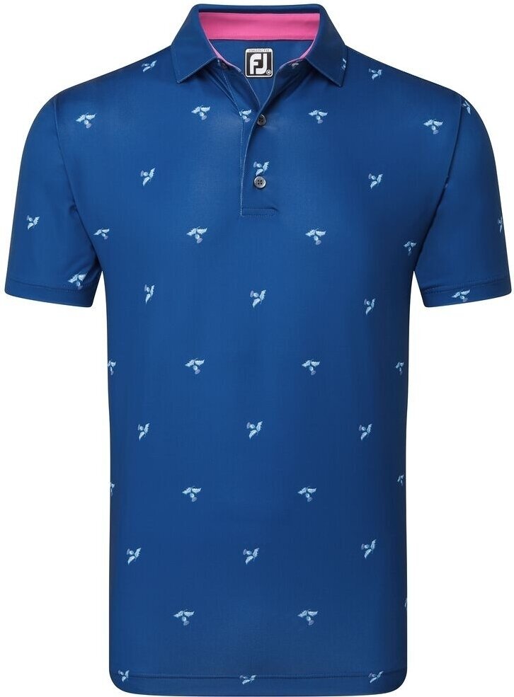 Camisa pólo Footjoy Thistle Print Lisle Deep Blue XL Camisa pólo