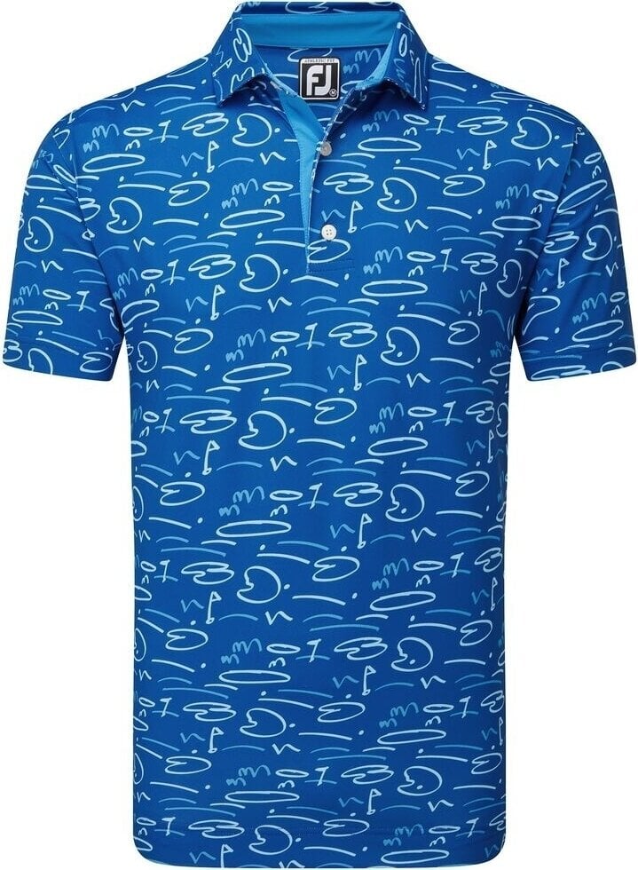 Polo-Shirt Footjoy Golf Course Doodle Deep Blue M