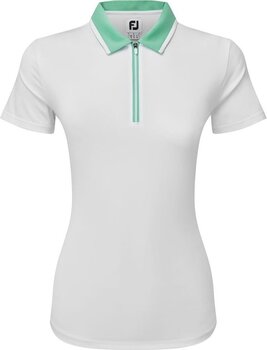 Camiseta polo Footjoy Colour Block Lisle White/Mint M - 1