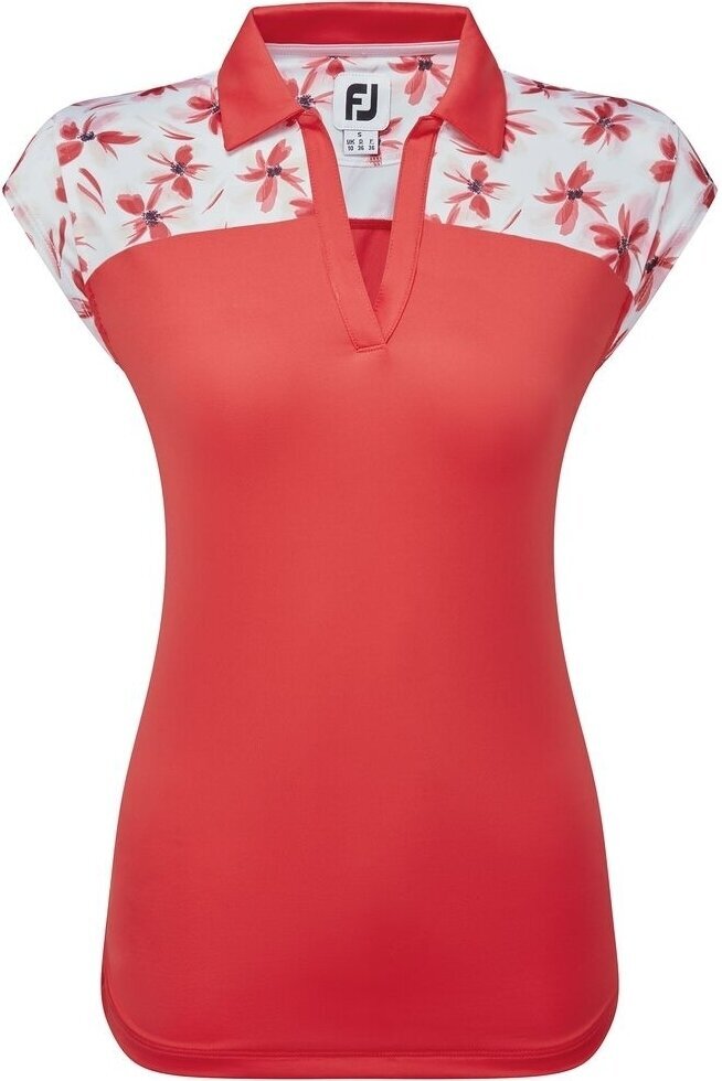Polo Shirt Footjoy Blocked Floral Print Lisle Red XS
