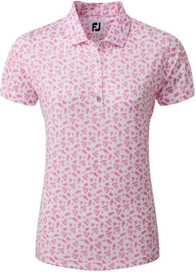 Polo Shirt Footjoy Floral Print Lisle Pink/White L