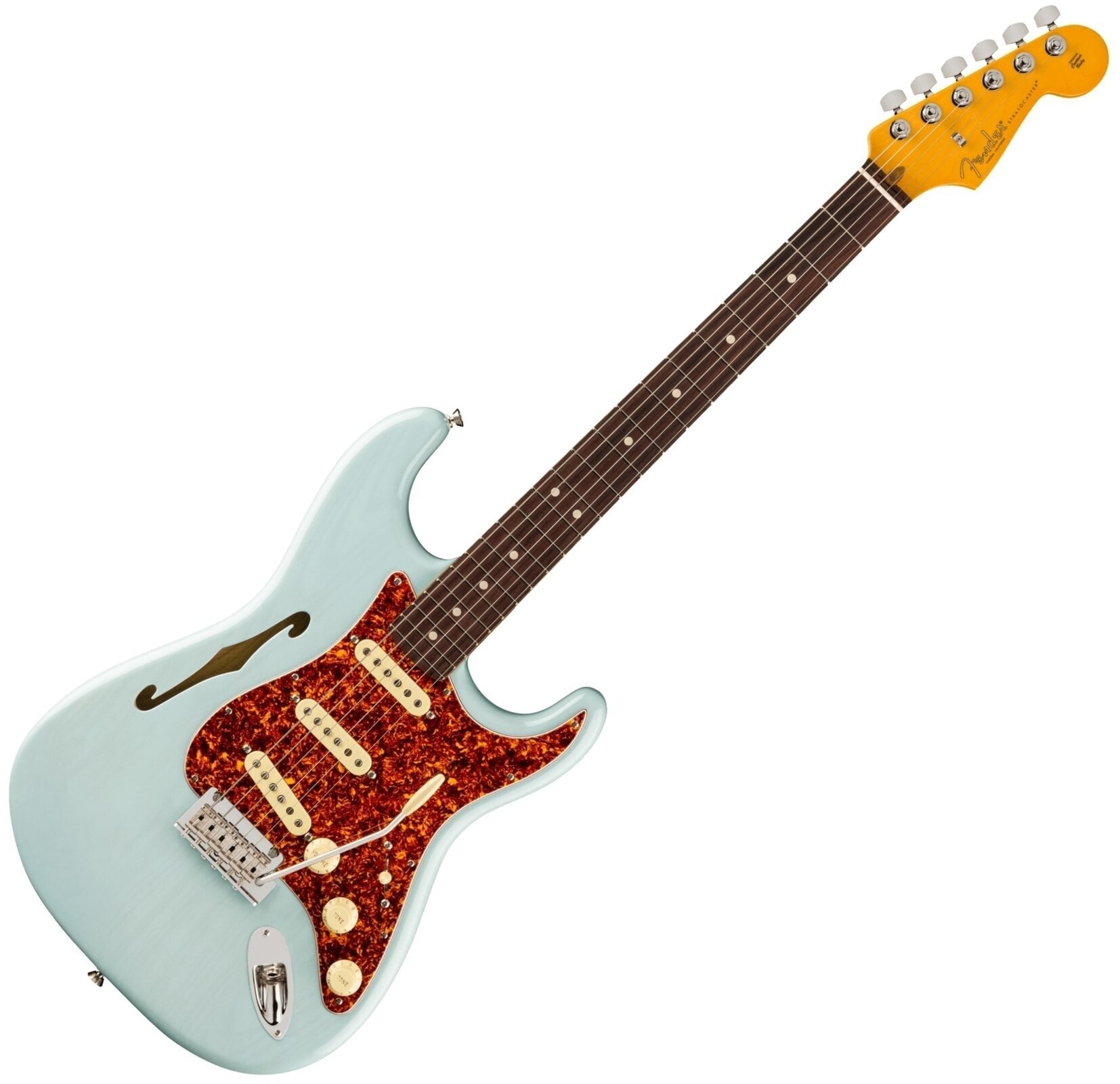 Guitare électrique Fender FSR American Professional II Stratocaster Thinline RW Transparent Daphne Blue