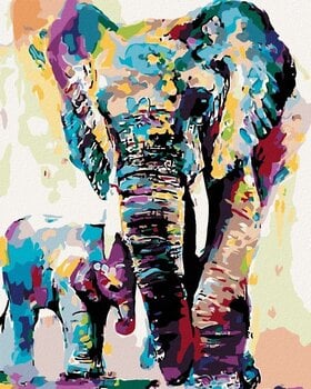 Диамантено рисуване Zuty Рисувани слонове - 1