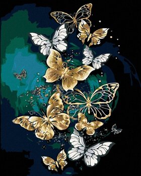 Ζωγραφική με διαμάντια Zuty Χρυσές Λευκές Πεταλούδες - 1