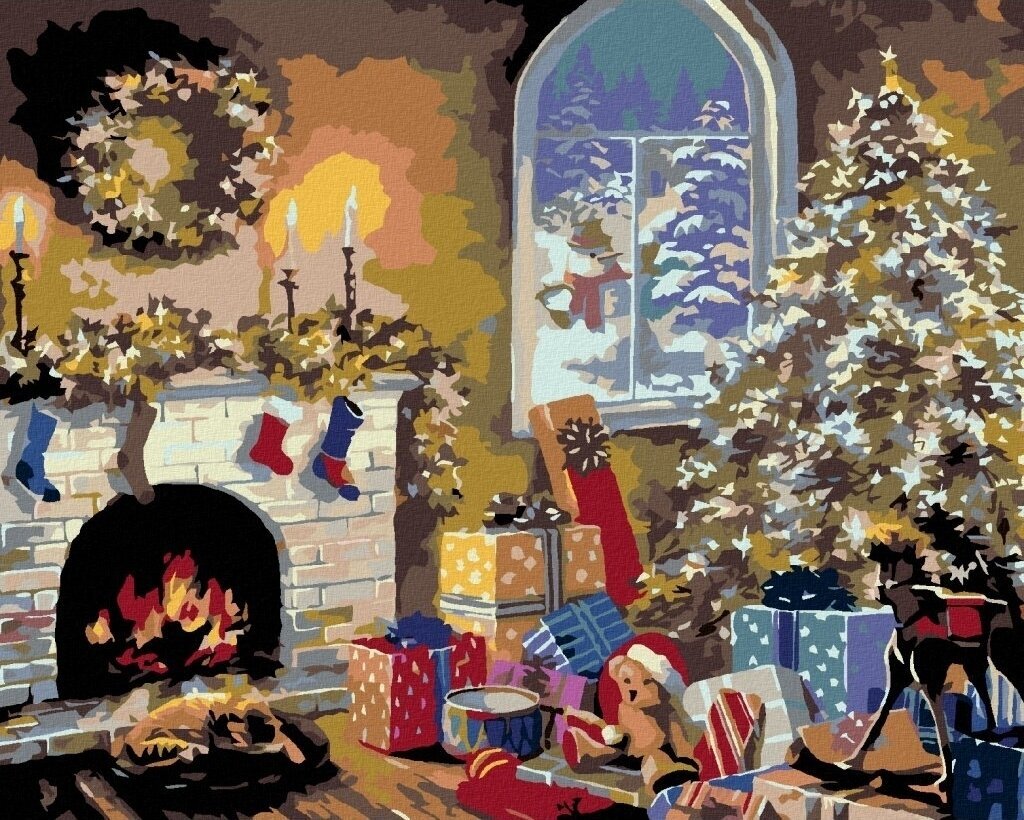 Pintura diamante Zuty Fireplace and Christmas Tree With Gifts