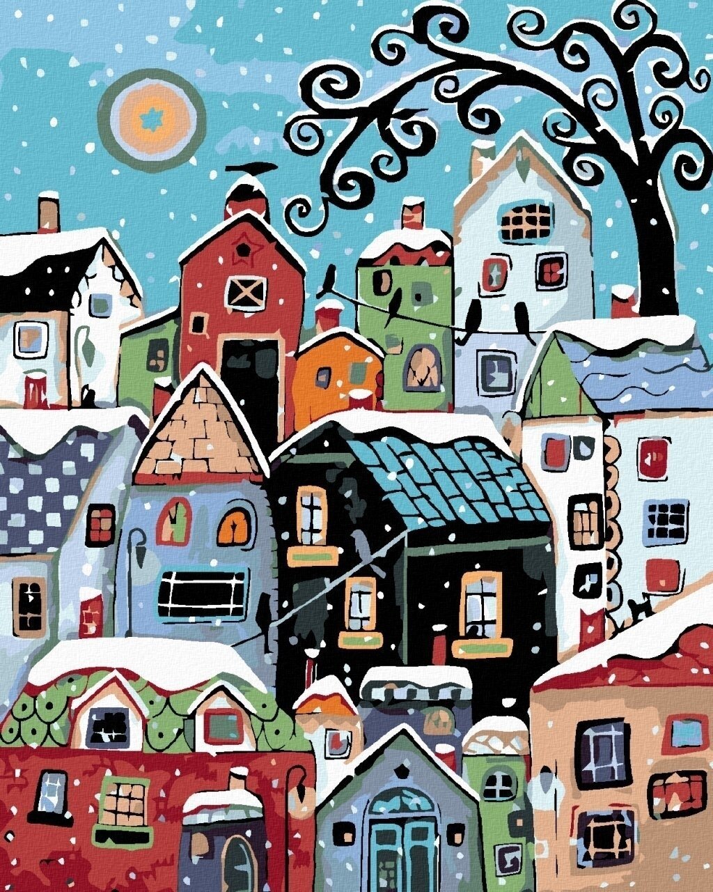 Peinture au diamant Zuty Maisons colorées en hiver