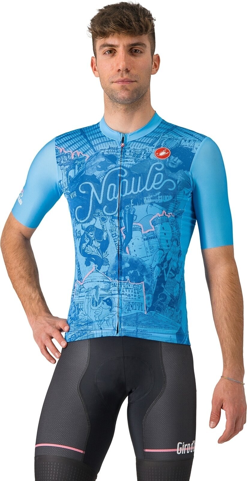 Kolesarski dres, majica Castelli Giro107 Napoli Azzurro Napoli 2XL