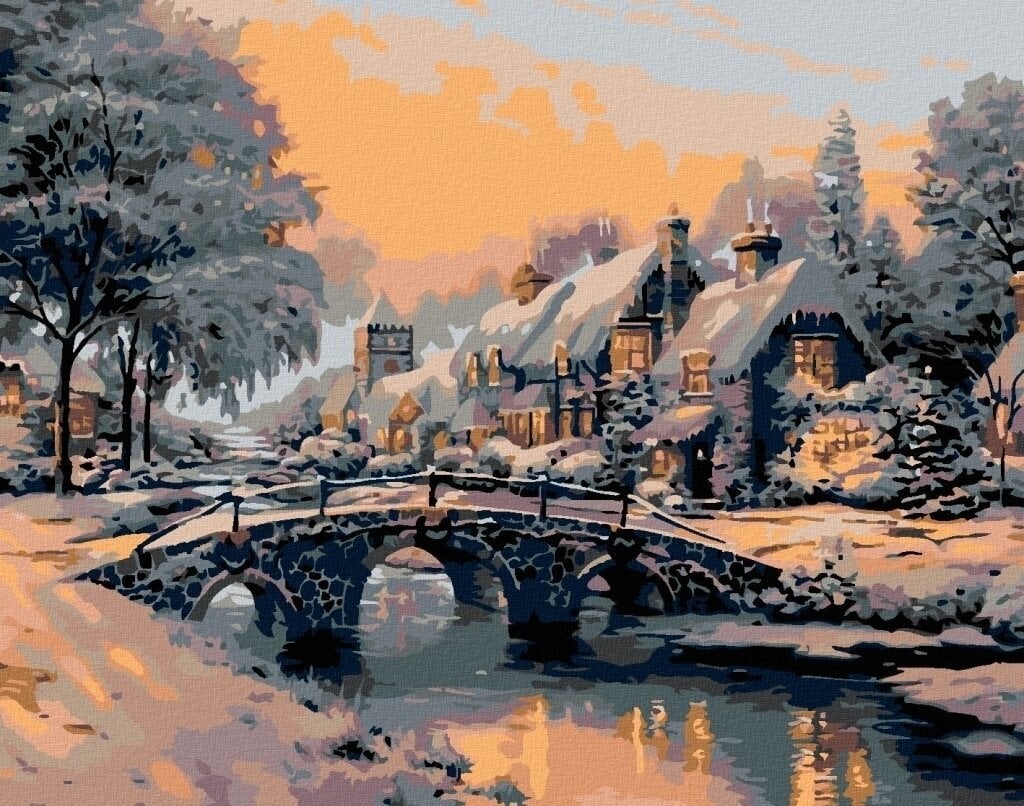 Diamantové maľovanie Zuty Most cez zamrznutú rieku