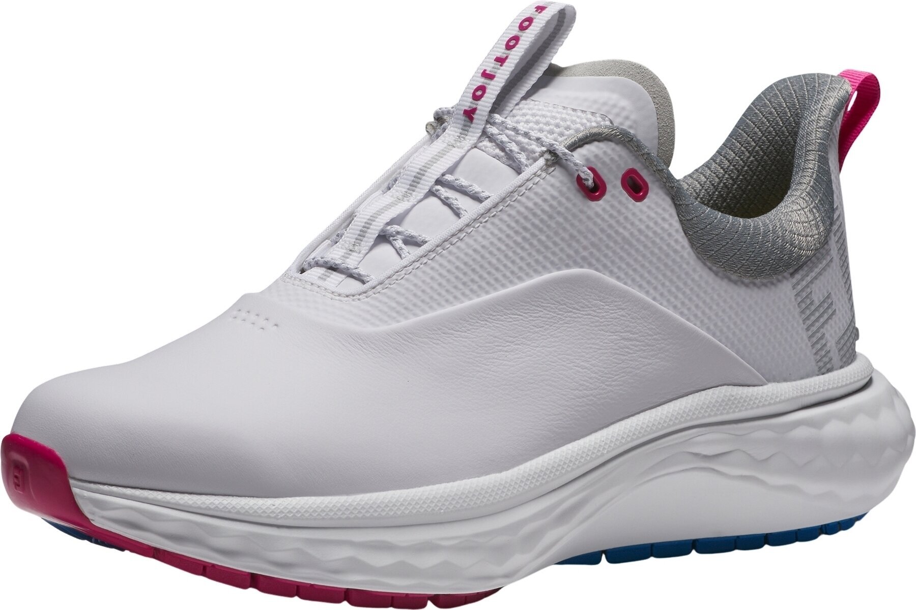 Calçado de golfe para mulher Footjoy Quantum Womens Golf Shoes White/Blue/Pink 36,5
