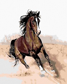 Ζωγραφική με διαμάντια Zuty Ζωγραφική με διαμάντια καφετί άλογο στην άμμο - 1