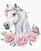 Diamant schilderij Zuty Wit Paard Met Pioenrozen