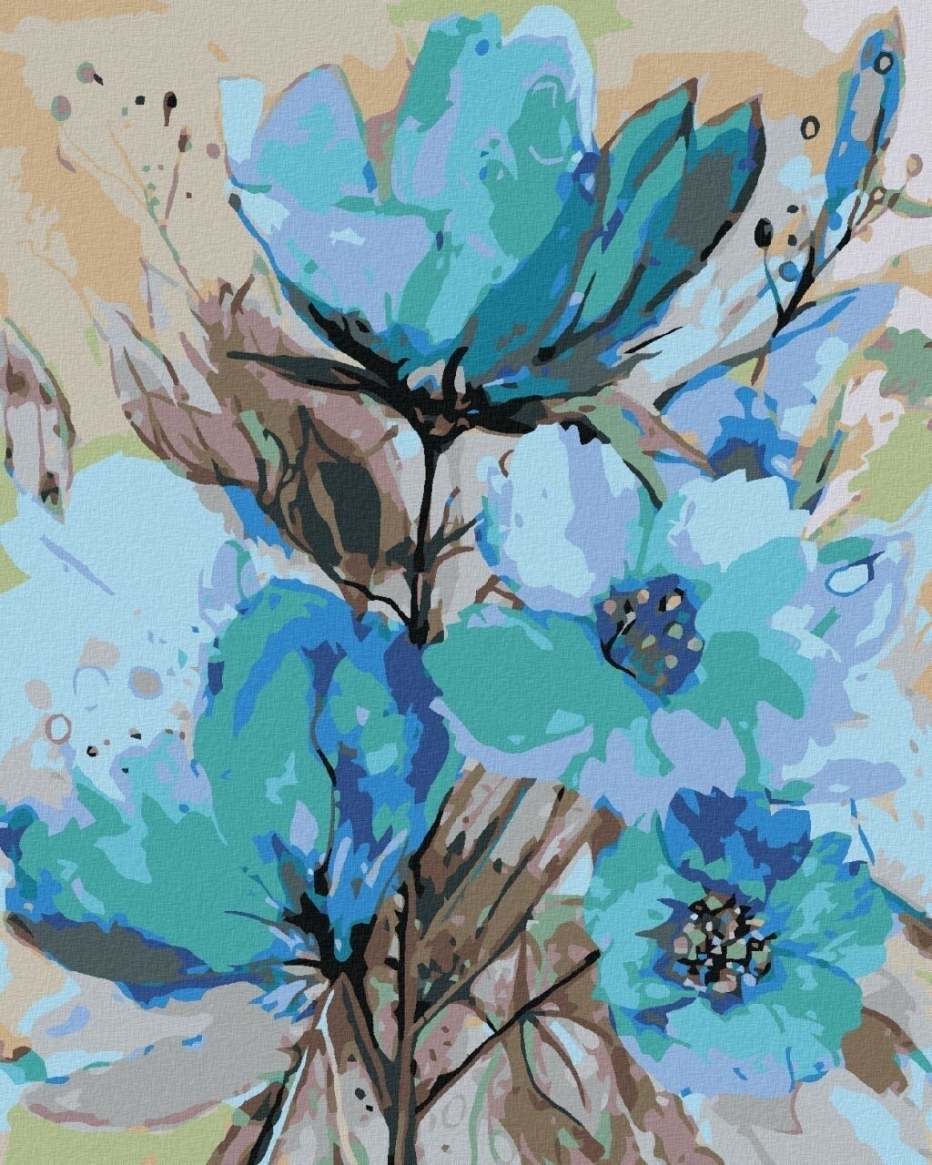 Malowanie diamentami Zuty Abstrakcja niebieskich kwiatów II