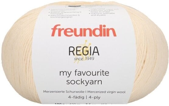 Knitting Yarn Freundin x Regia My Favourite Sockyarn 9807142-00002 Ivory - 1
