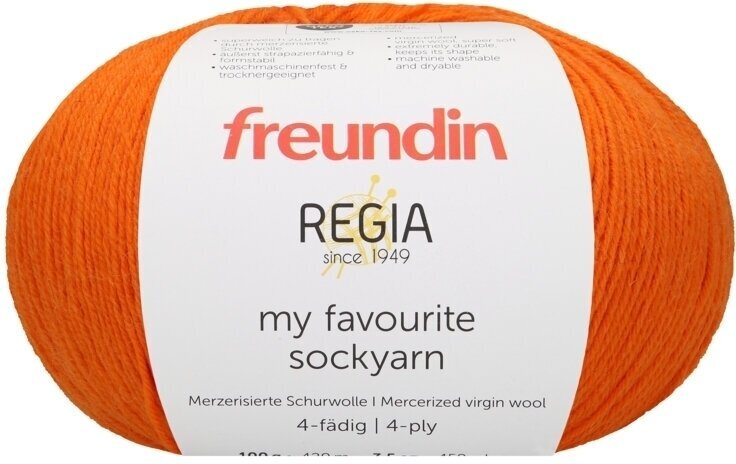 Fios para tricotar Freundin x Regia My Favourite Sockyarn Fios para tricotar 9807142-00025 Orange