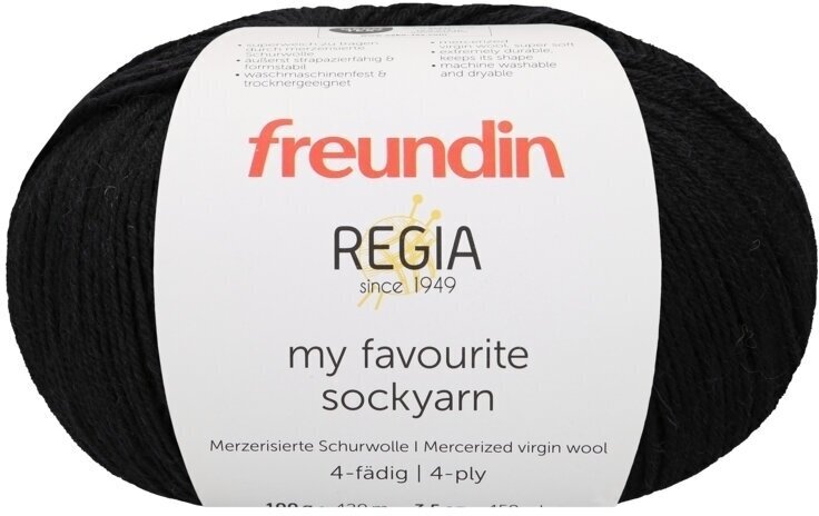 Fil à tricoter Freundin x Regia My Favourite Sockyarn  9807142-00099 Black