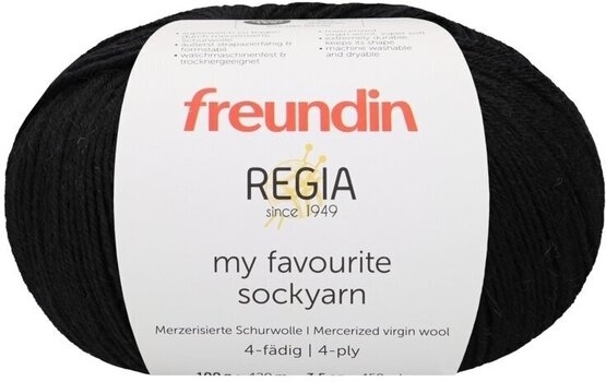 Fios para tricotar Freundin x Regia My Favourite Sockyarn  9807142-00099 Black - 1
