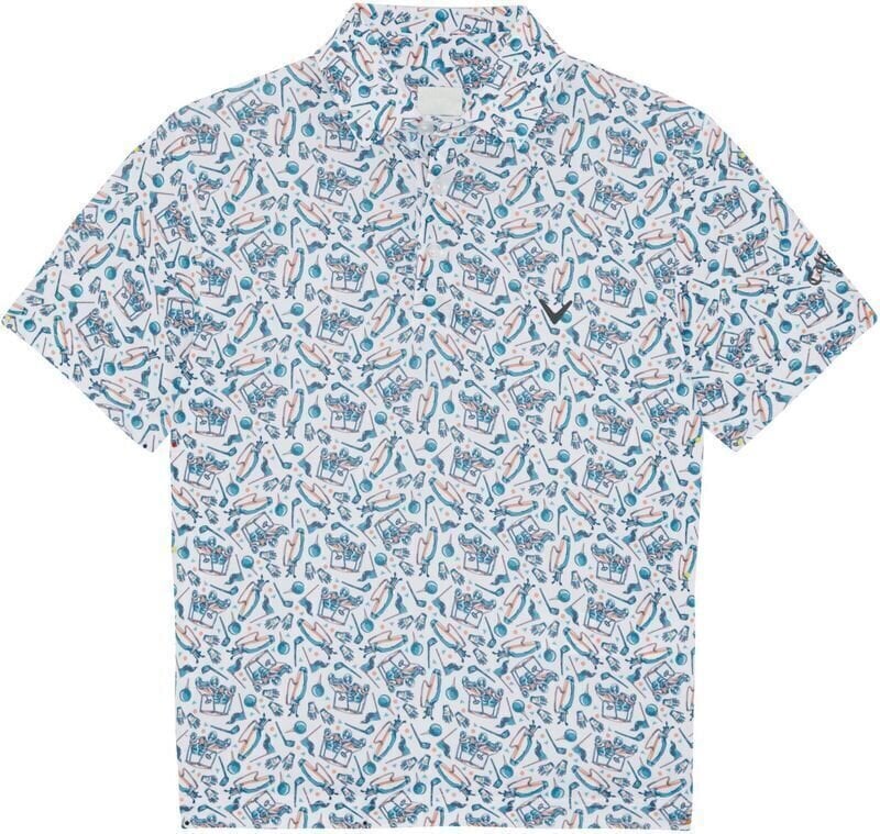 Camiseta polo Callaway Boys All Over Golf Printed Polo Bright White XL Camiseta polo