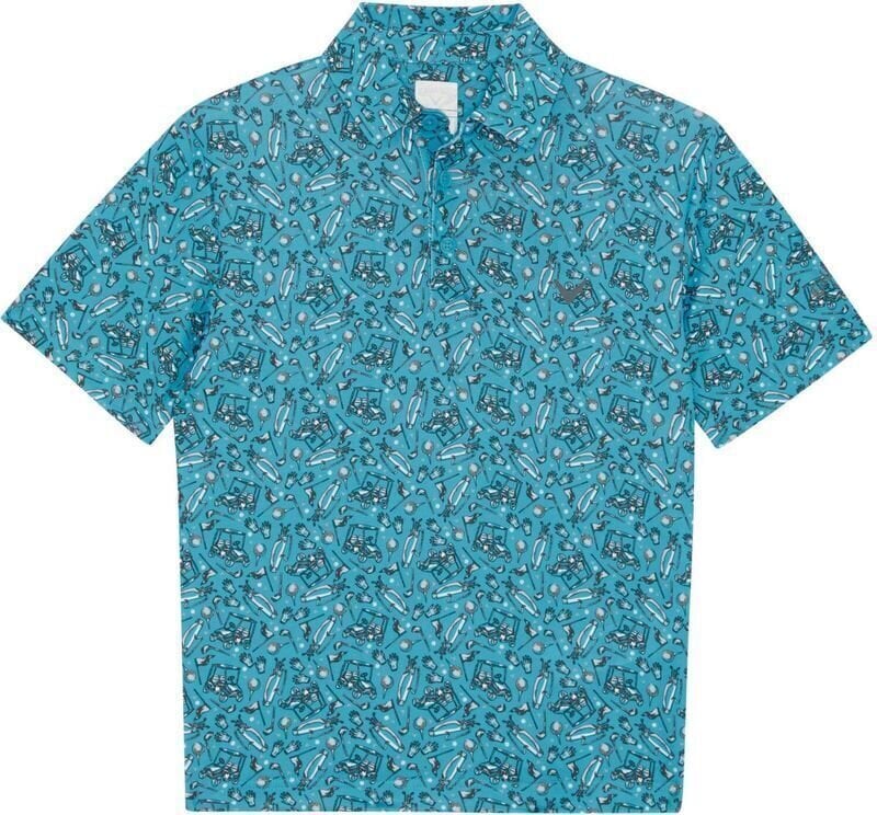 Camiseta polo Callaway Boys All Over Golf Printed Polo River Blue M Camiseta polo