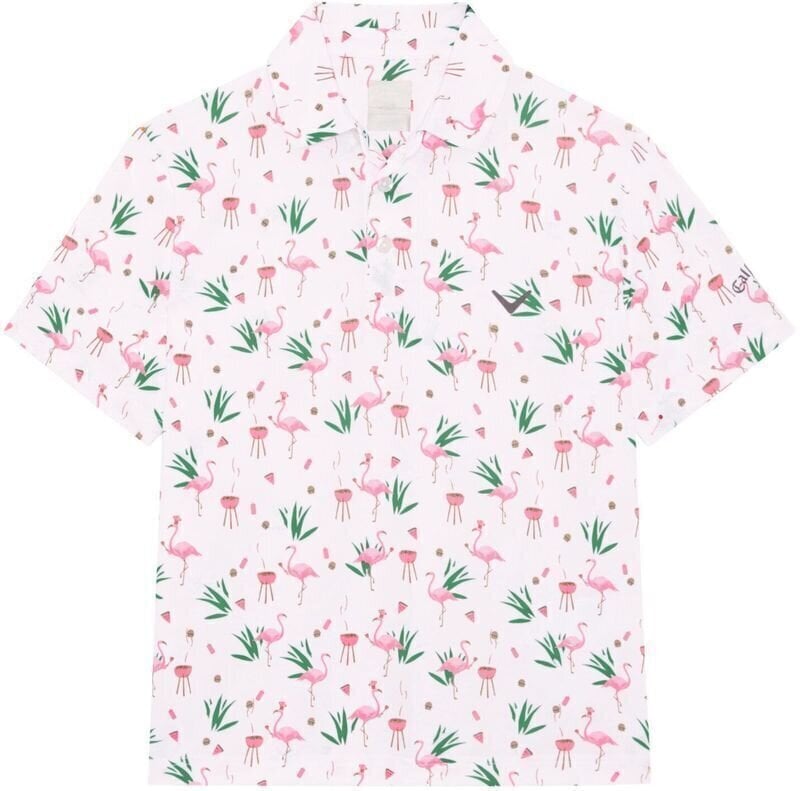 Polo košeľa Callaway Boys All Over Flamingo Printed Polo Bright White L