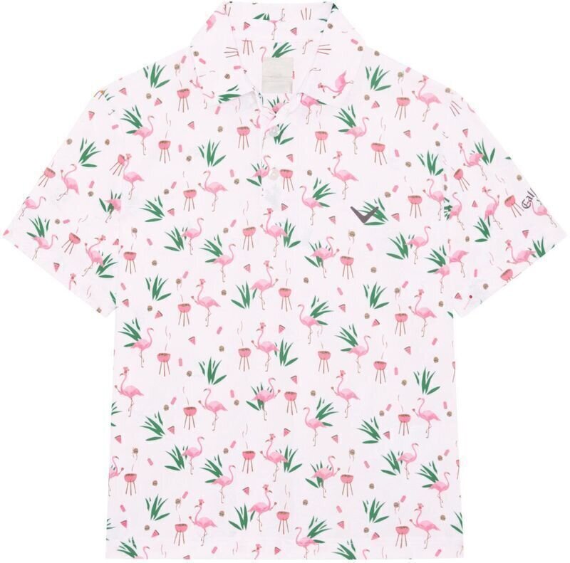 Poloshirt Callaway Boys All Over Flamingo Printed Polo Bright White XL