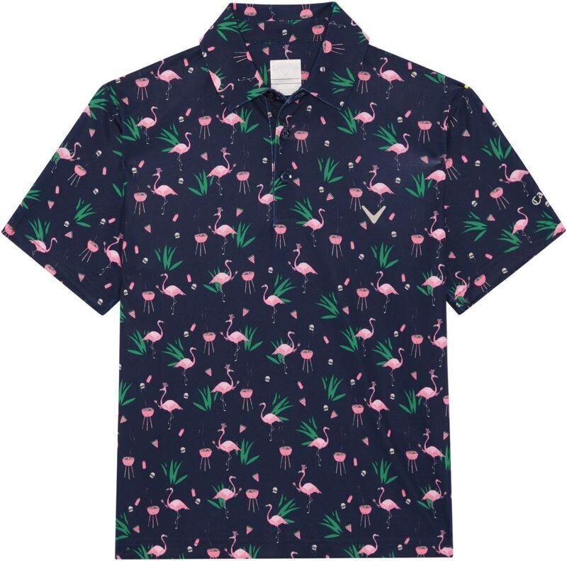 Camiseta polo Callaway Boys All Over Flamingo Printed Polo Peacoat S Camiseta polo