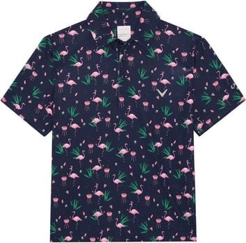 Риза за поло Callaway Boys All Over Flamingo Printed Polo Peacoat S Риза за поло - 1