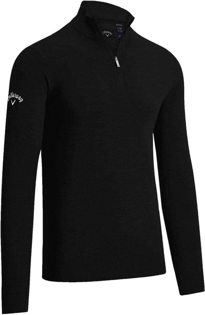 Sweat à capuche/Pull Callaway 1/4 Zipped Mens Merino Sweater Black Onyx L