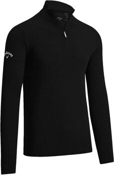 Pulover s kapuco/Pulover Callaway 1/4 Zipped Mens Merino Sweater Black Onyx XL - 1