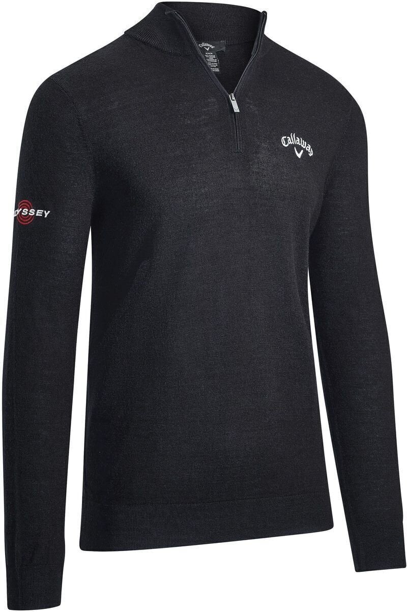 Pulover s kapuco/Pulover Callaway 1/4 Blended Mens Merino Sweater Black Ink L
