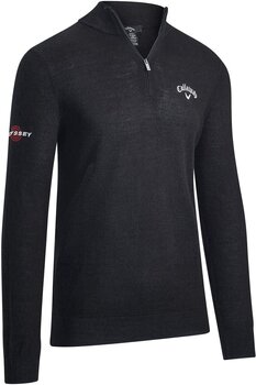 Pulover s kapuco/Pulover Callaway 1/4 Blended Mens Merino Sweater Black Ink L - 1
