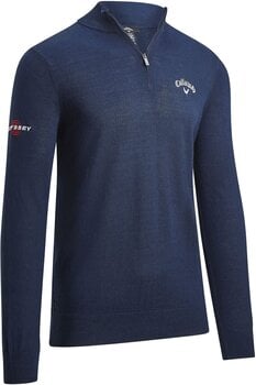 Pulóver Callaway 1/4 Blended Mens Merino Sweater Navy Blue L - 1