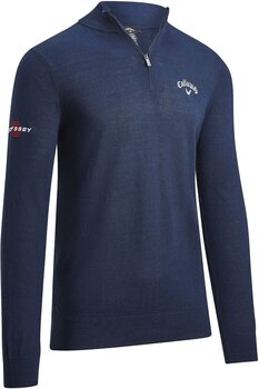 Pulóver Callaway 1/4 Blended Mens Merino Sweater Navy Blue S - 1