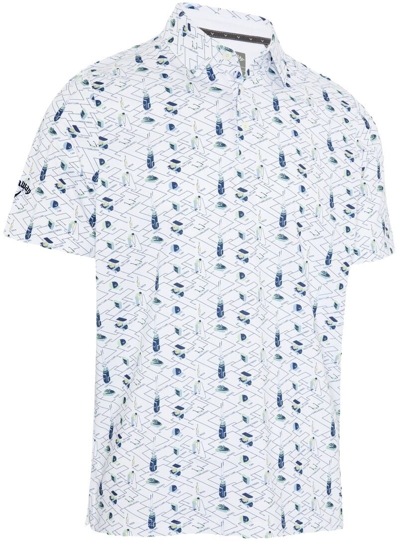Риза за поло Callaway All Over Golf Mens Essentials Print Polo Bright White M
