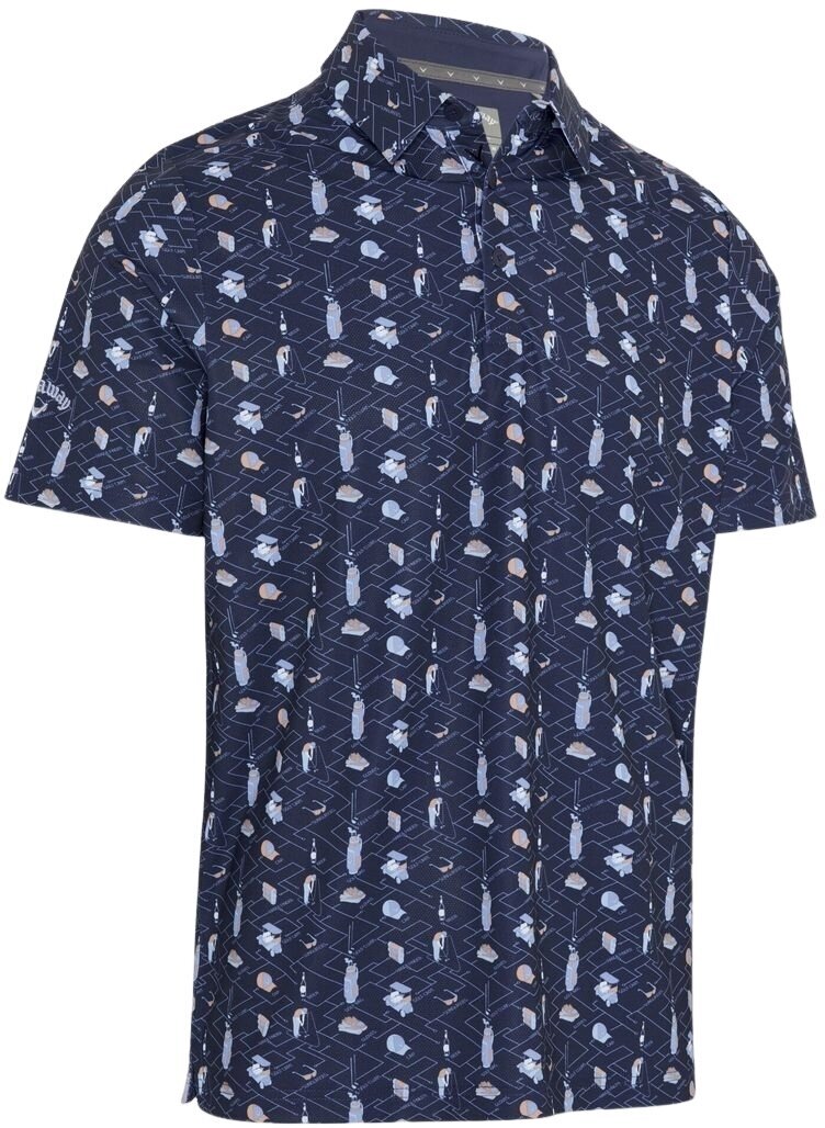 Camiseta polo Callaway All Over Golf Mens Essentials Print Polo Peacoat XL Camiseta polo