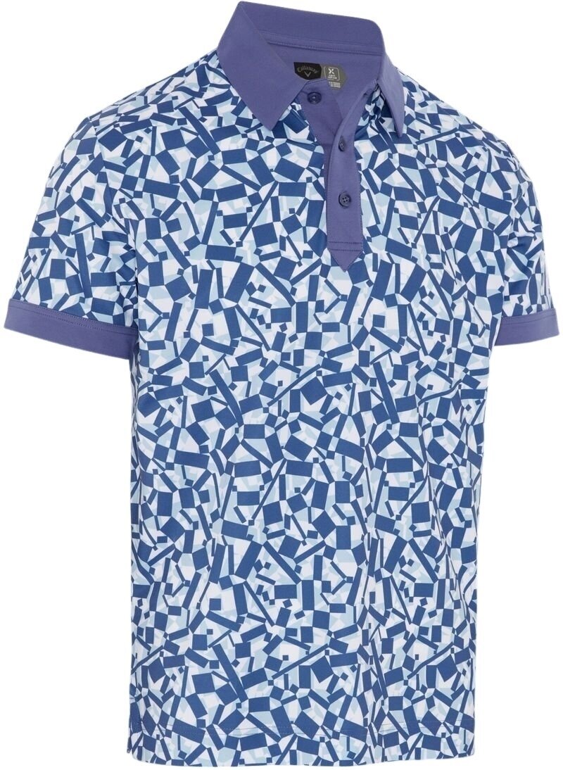 Риза за поло Callaway Birdseye View Allover Print Mens Polo Bijou Blue 2XL