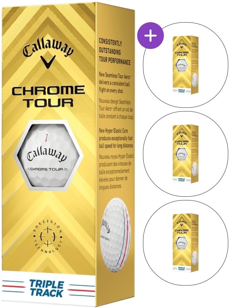 Nova loptica za golf Callaway Chrome Tour White Golf Balls Triple Track 3 Pack (4x3 Balls) SET