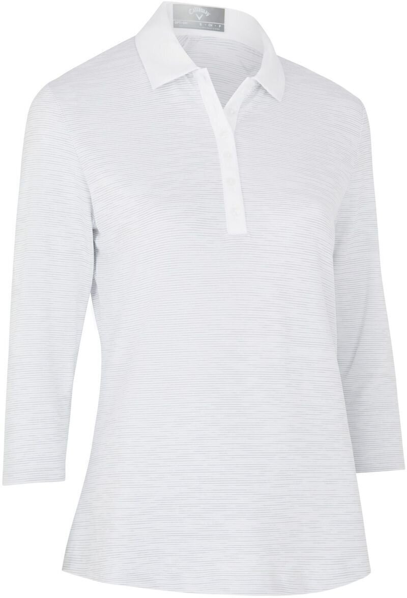 Polo Shirt Callaway Space Dye Jersey 3/4 Sleeve Womens Polo Brilliant White L