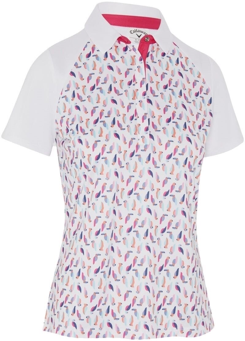 Camiseta polo Callaway Birdie/Eagle Printed Short Sleeve Womens Polo Brilliant White M Camiseta polo