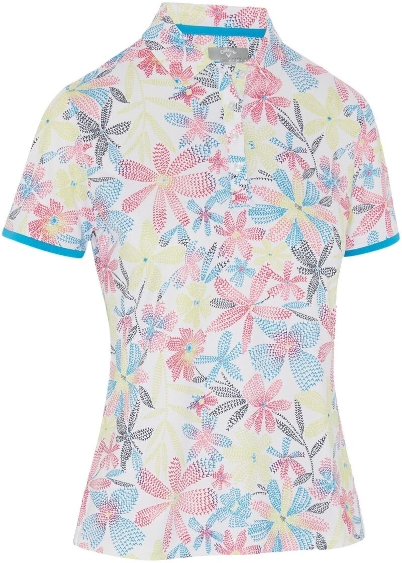 Tricou polo Callaway Chev Floral Short Sleeve Womens Polo Alb strălucitor XS