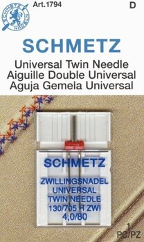 Needles for Sewing Machines Schmetz 130/705 H ZWI SCS 4,0 80 Double Sewing Needle - 1