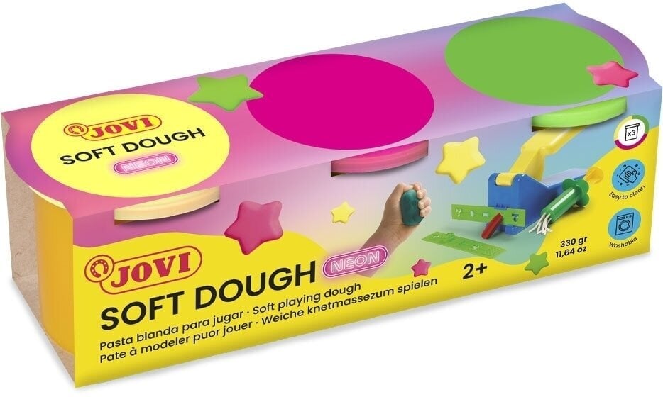 Selbsttrocknende Masse Jovi Soft Dough Modelling Clay Neon 3 x 110 g