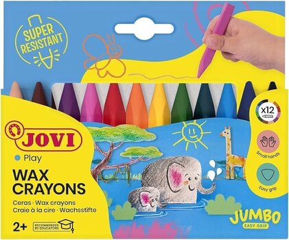 Crayons Jovi Jumbo Easy Grip Case Triangular Wax Crayons Crayons 12 Colours - 1