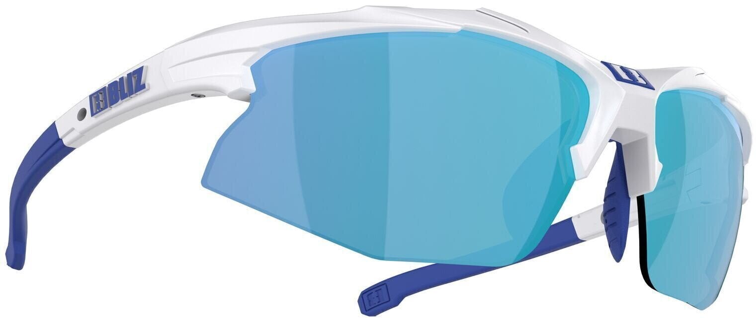 Cycling Glasses Bliz Hybrid 52806-03 White w Blue Logo/Smoke w Blue Multi plus Spare Lens Orange And Clear Cycling Glasses
