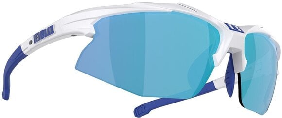 Cycling Glasses Bliz Hybrid 52806-03 White w Blue Logo/Smoke w Blue Multi plus Spare Lens Orange And Clear Cycling Glasses - 1
