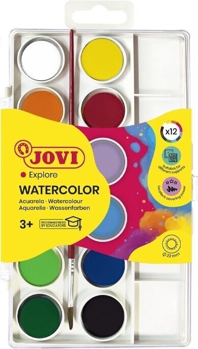 Akvarellpanna Jovi Watercolours Uppsättning av akvarellfärg 12 Colours