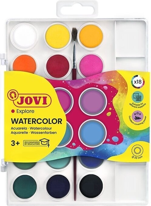 Akvarellpanna Jovi Watercolours Uppsättning av akvarellfärg 18 Colours